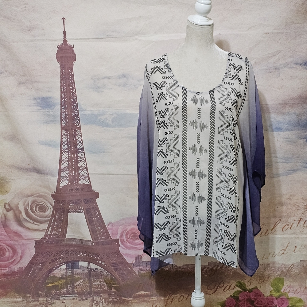 Cato Women's Patterned Top - Purple and White Sz 14/16W